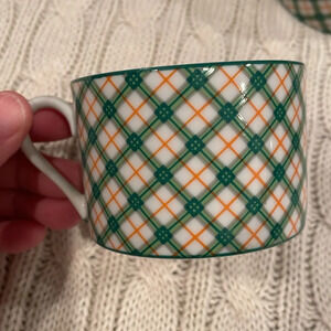 4 Vintage Fitz and Floyd Flat cups. Tattersall pattern 1975 discontinued .